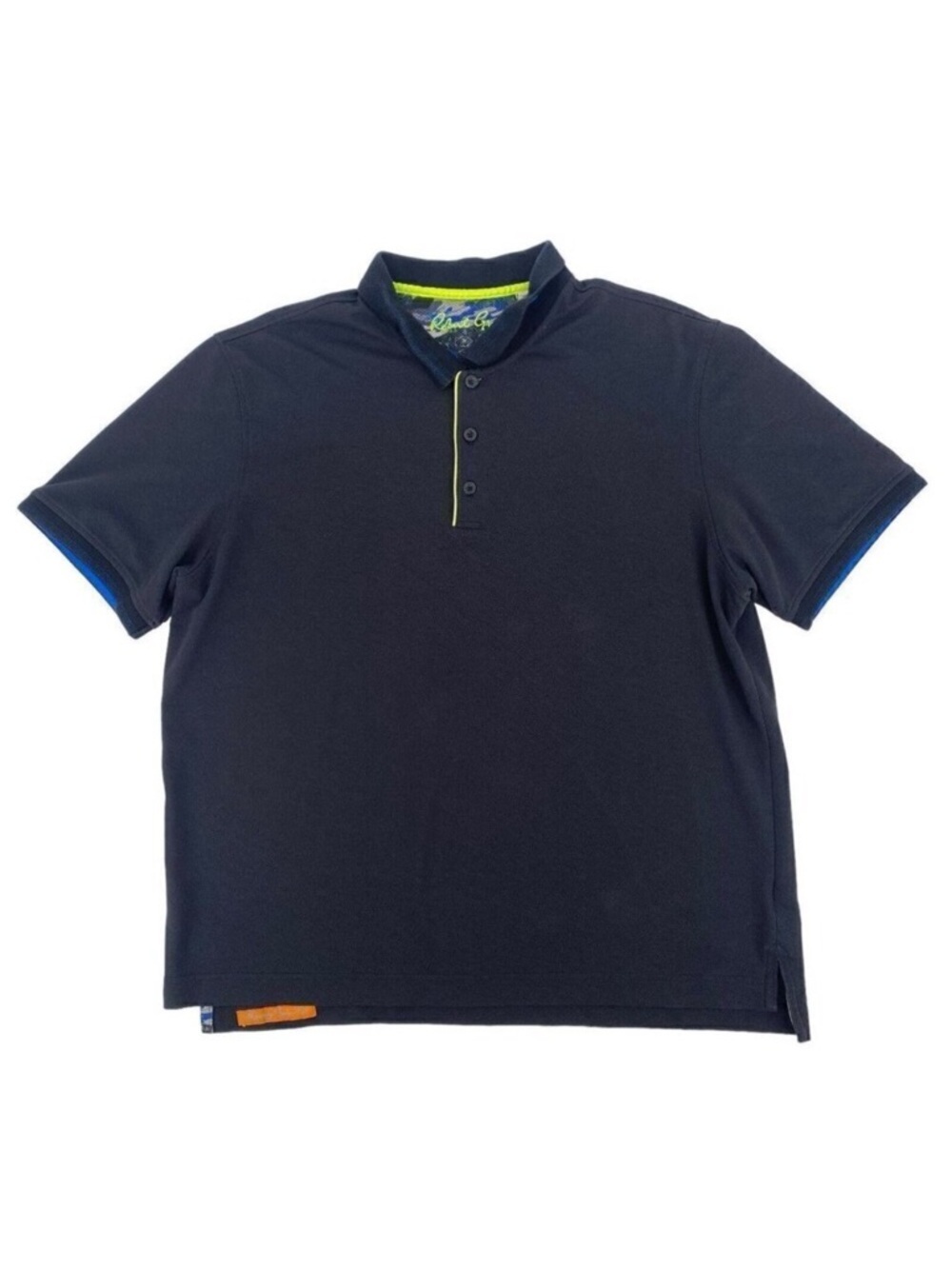 Robert Graham Men's Size XXL Tailored Cotton Polo Shirt Black Neon Trim